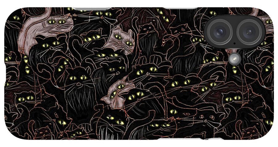 Black Cats Yellow Eyes - Phone Case