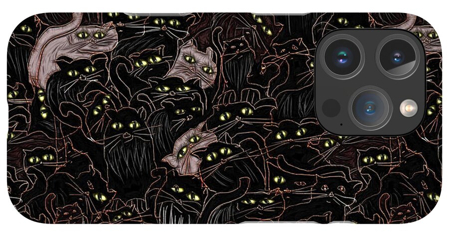 Black Cats Yellow Eyes - Phone Case