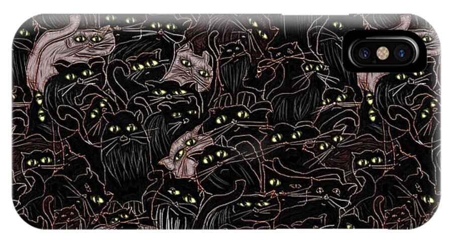 Black Cats Yellow Eyes - Phone Case