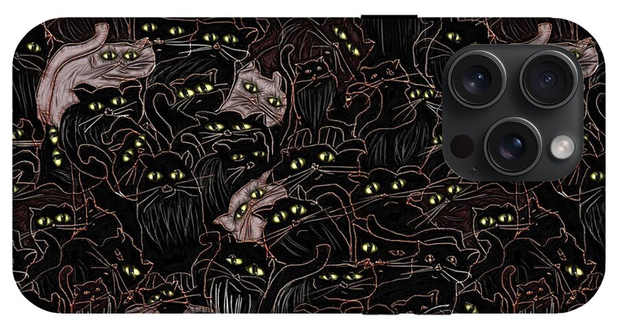 Black Cats Yellow Eyes - Phone Case