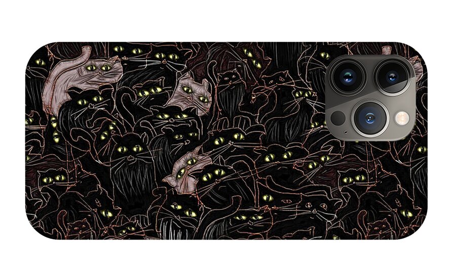 Black Cats Yellow Eyes - Phone Case