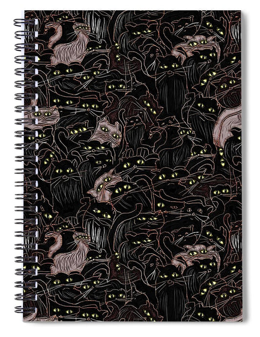 Black Cats Yellow Eyes - Spiral Notebook