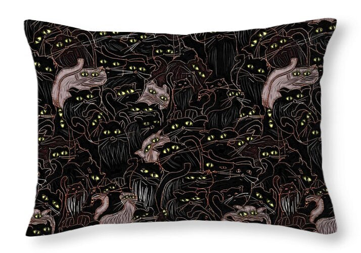 Black Cats Yellow Eyes - Throw Pillow