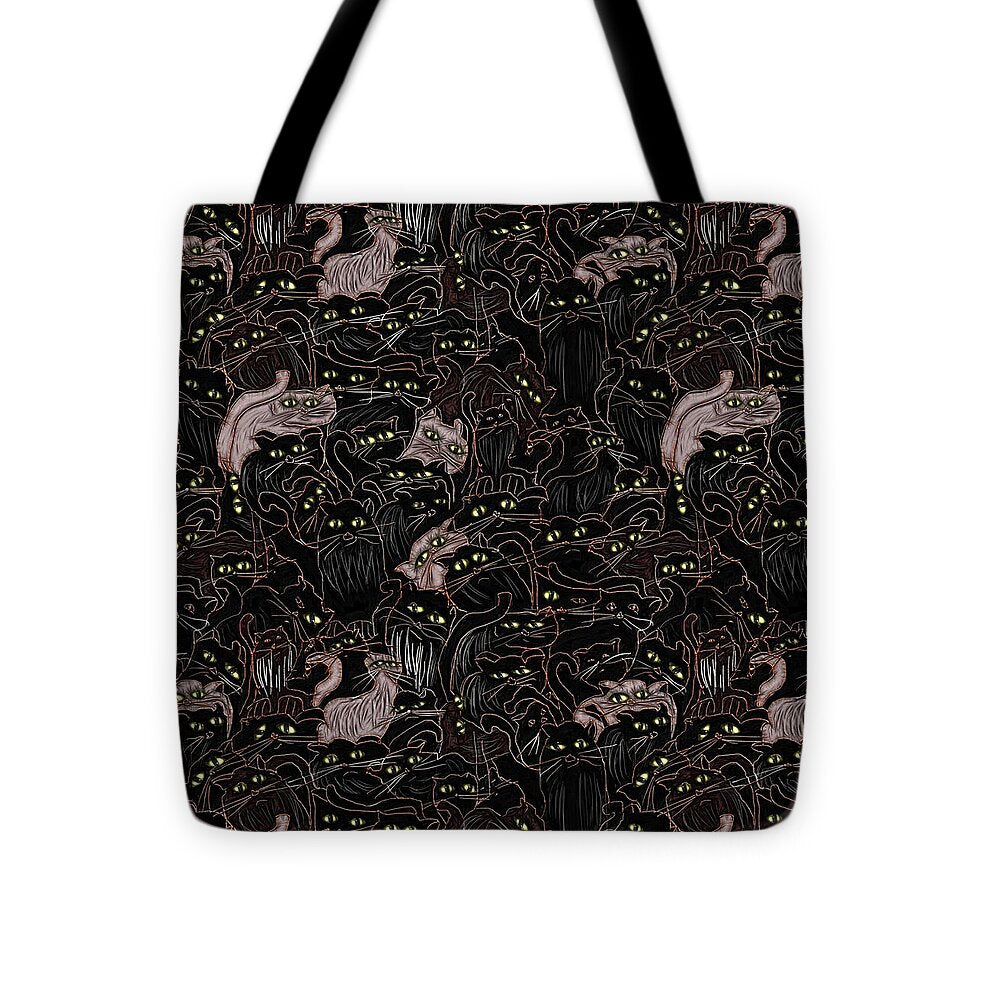 Black Cats Yellow Eyes - Tote Bag