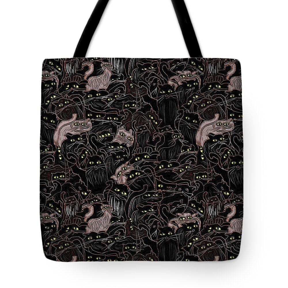 Black Cats Yellow Eyes - Tote Bag