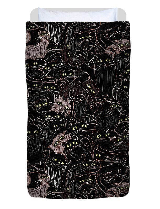 Black Cats Yellow Eyes - Duvet Cover