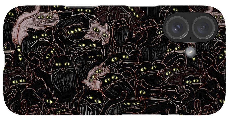 Black Cats Yellow Eyes - Phone Case