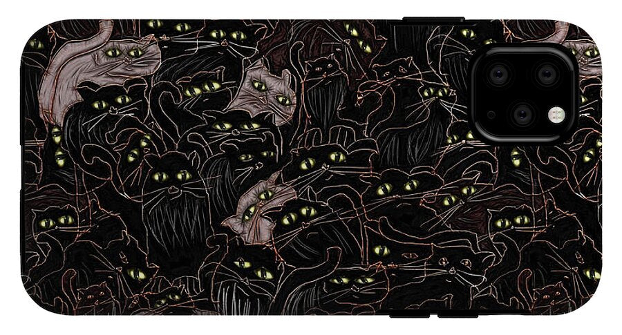 Black Cats Yellow Eyes - Phone Case