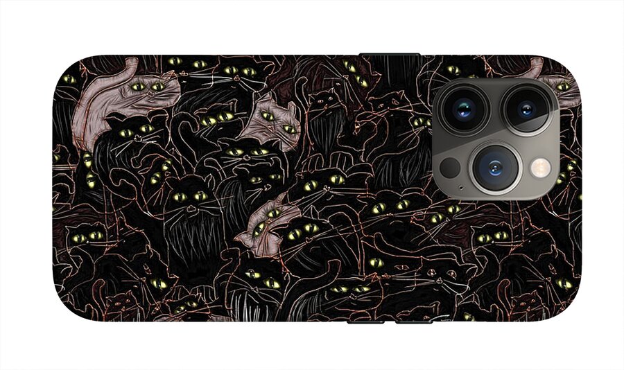 Black Cats Yellow Eyes - Phone Case