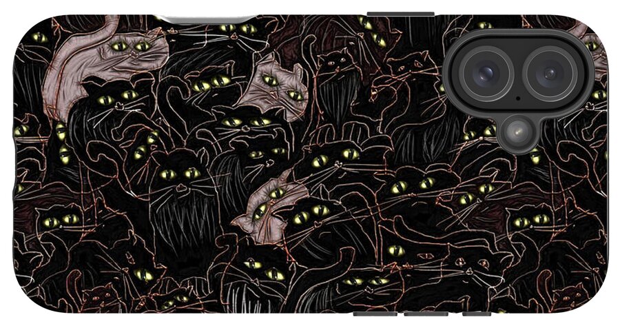 Black Cats Yellow Eyes - Phone Case