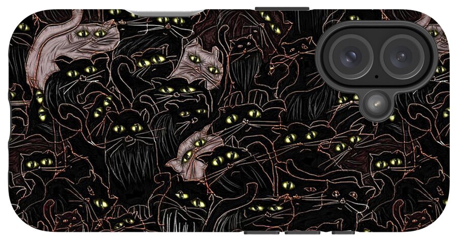 Black Cats Yellow Eyes - Phone Case