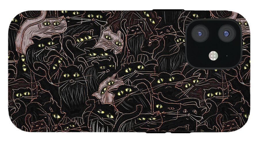 Black Cats Yellow Eyes - Phone Case