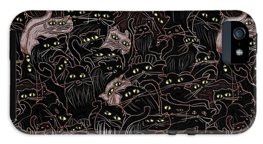 Black Cats Yellow Eyes - Phone Case