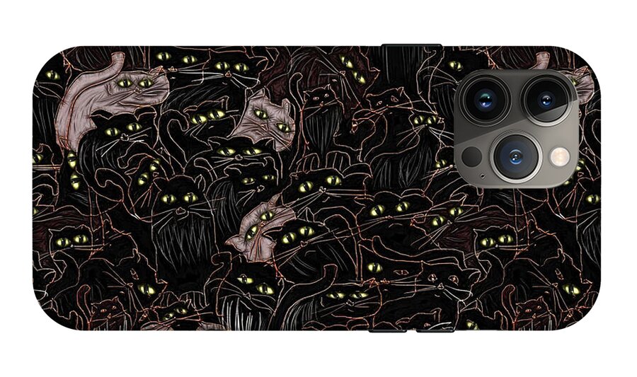 Black Cats Yellow Eyes - Phone Case