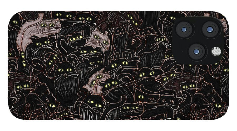 Black Cats Yellow Eyes - Phone Case