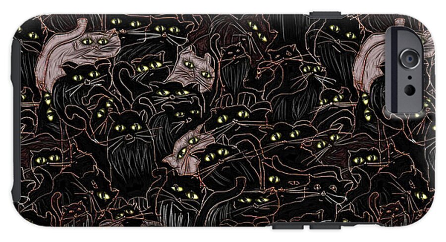 Black Cats Yellow Eyes - Phone Case