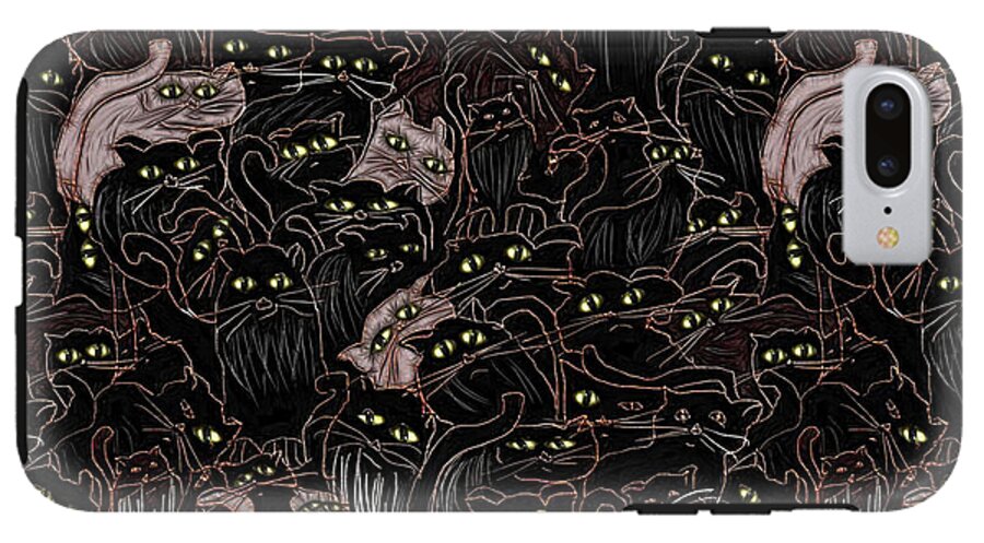 Black Cats Yellow Eyes - Phone Case