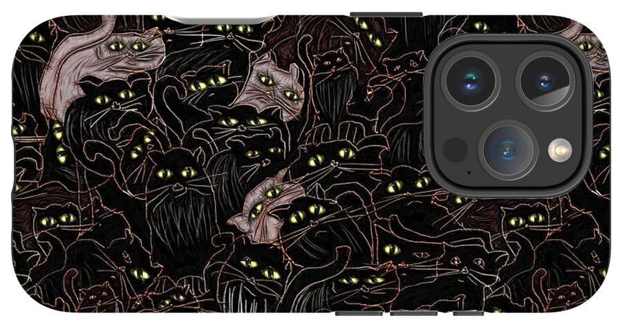 Black Cats Yellow Eyes - Phone Case