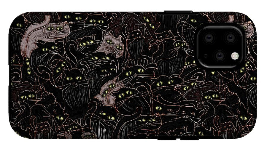 Black Cats Yellow Eyes - Phone Case