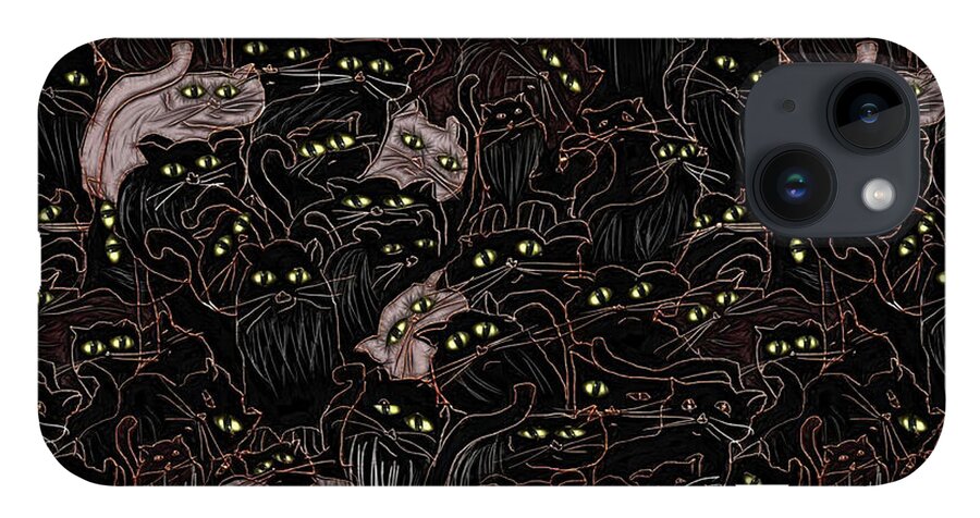 Black Cats Yellow Eyes - Phone Case