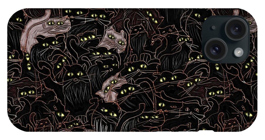 Black Cats Yellow Eyes - Phone Case