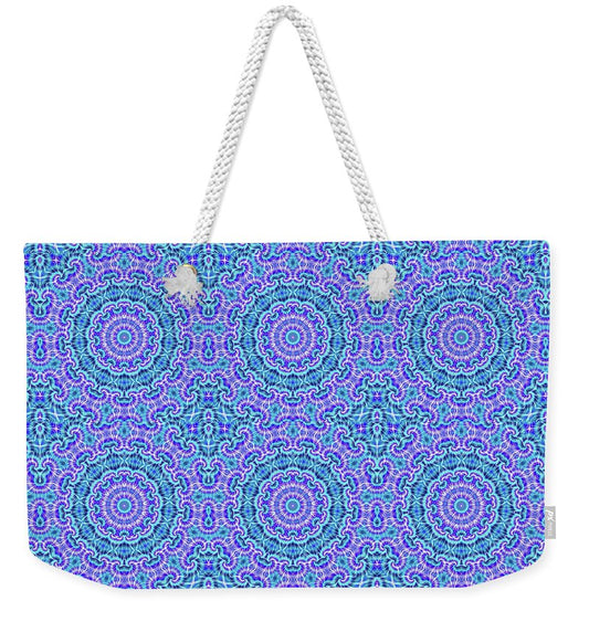 Blue and Purple Tie Dye Kaleidoscope - Weekender Tote Bag