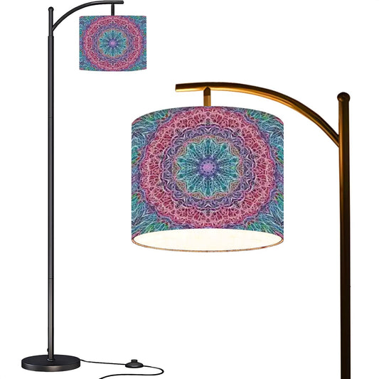 Arc Floor Lamp (Made in USA) Blue and Pink Kaleidoscope