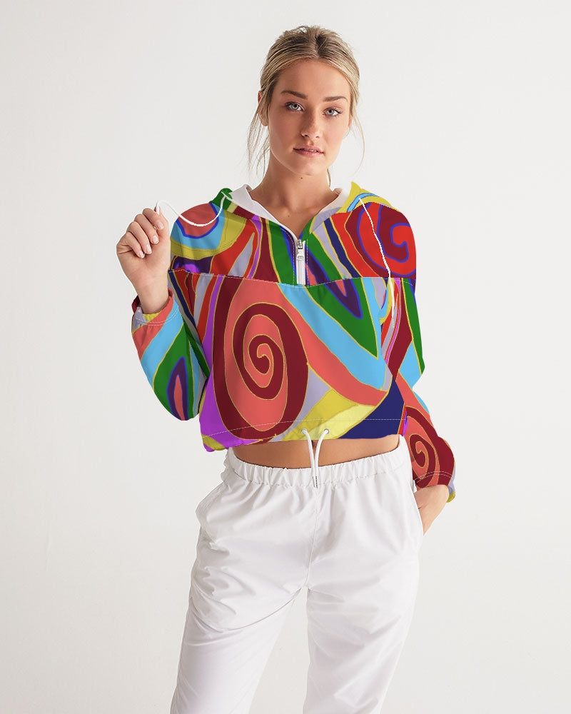 May Afternoon Women's All-Over Print Cropped Windbreaker