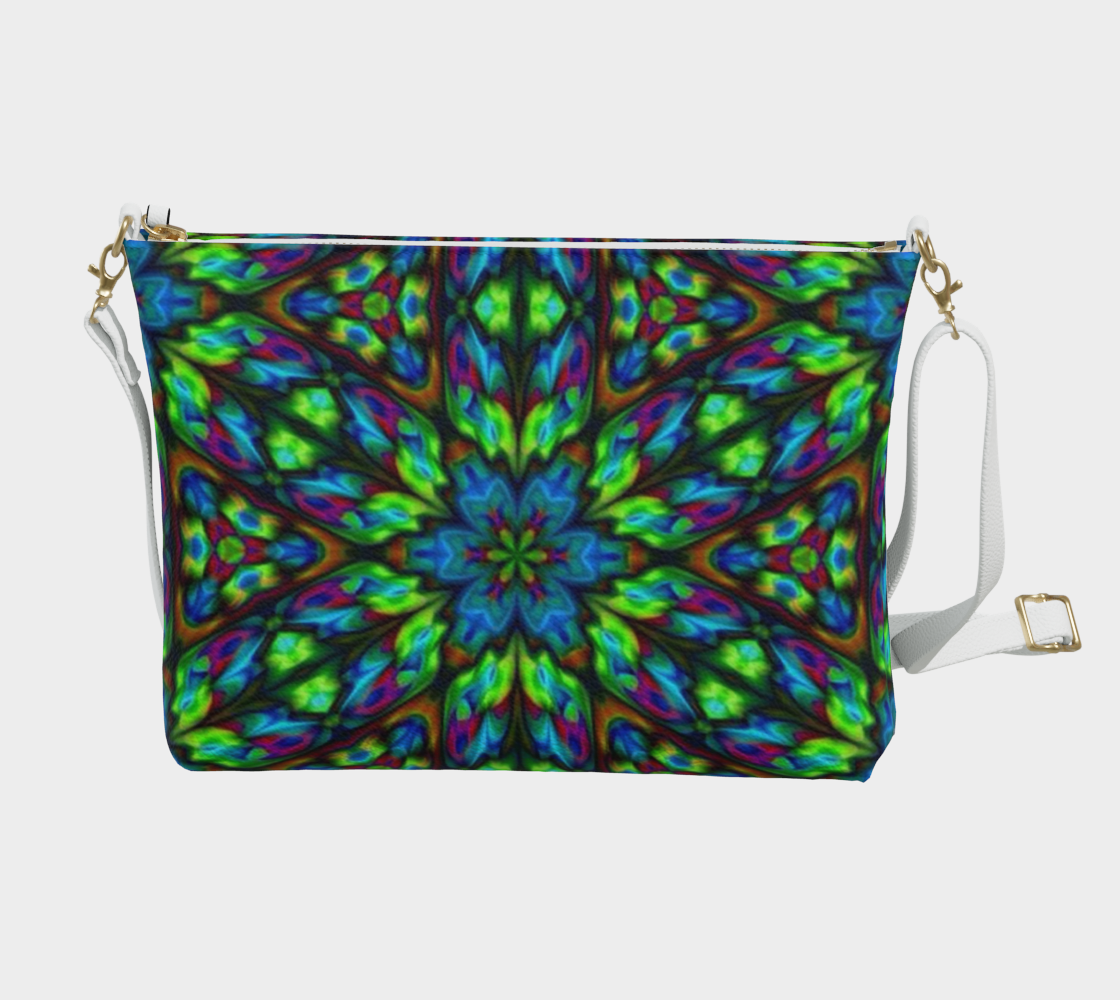 Green Blue Kaleidoscope Vegan Crossbody Purse