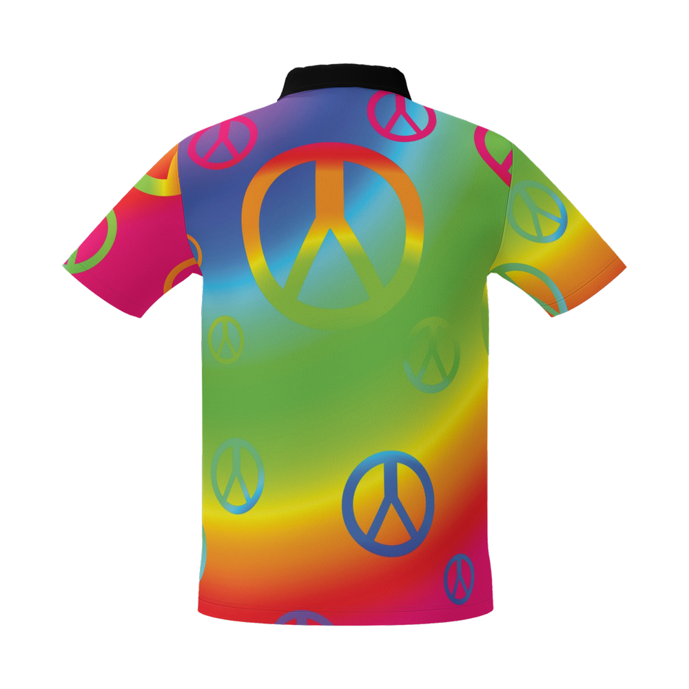 Rainbow Peace Signs Unisex Youth's Performance Short-Sleeve Polo Shirt - Heavyweight 225g