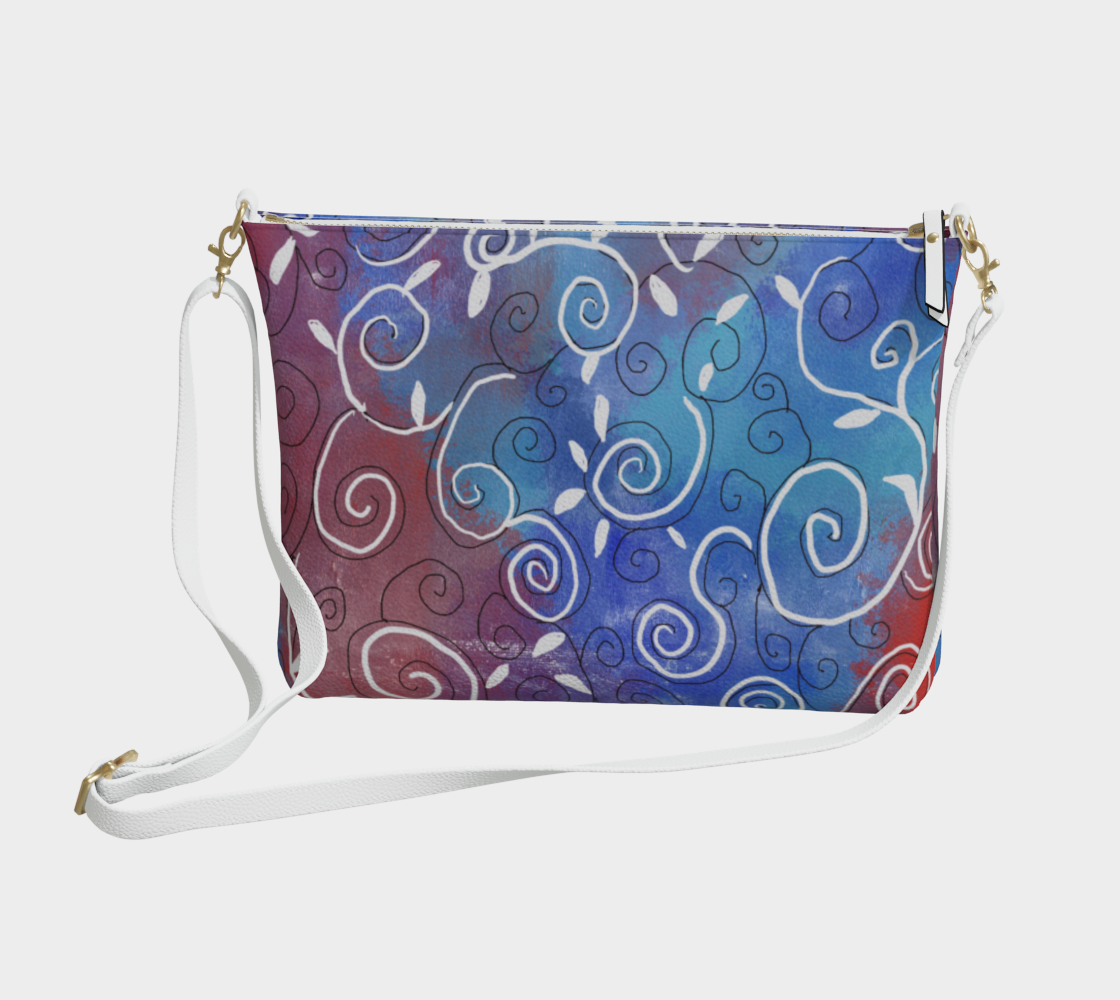 Blue and White Swirl Vegan Crossbody Purse