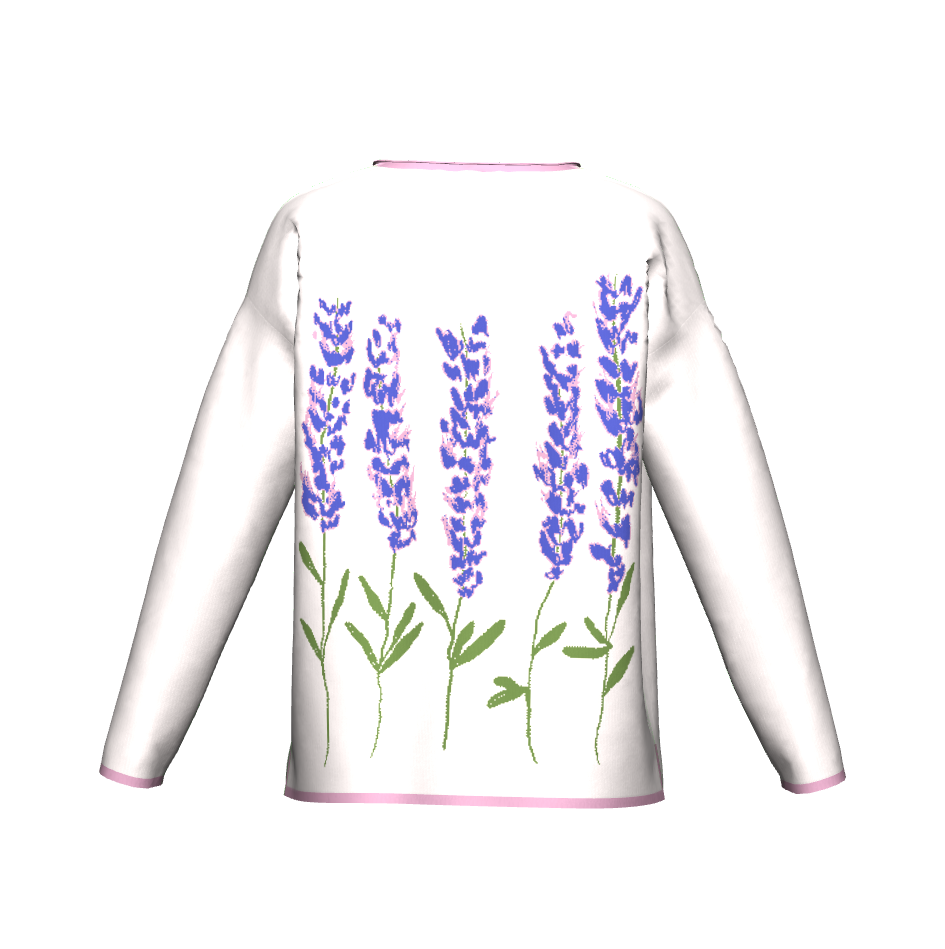 Lavender Flowers Drawing Sweater