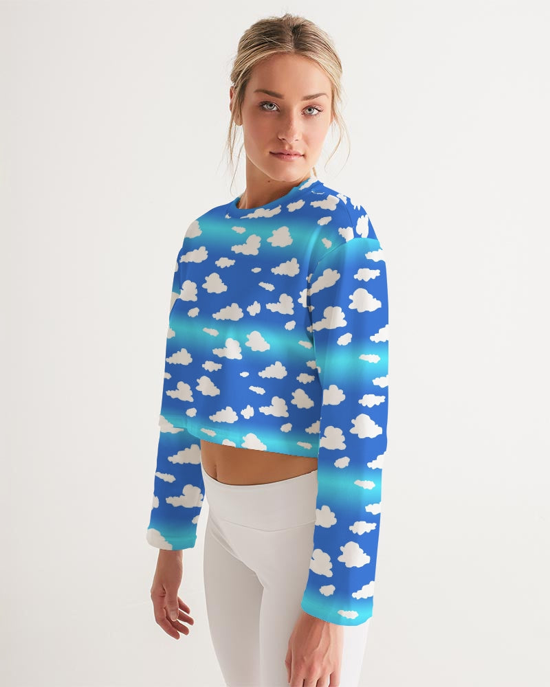 Clouds Pattern Women's All-Over Print Cropped Sweatshirt