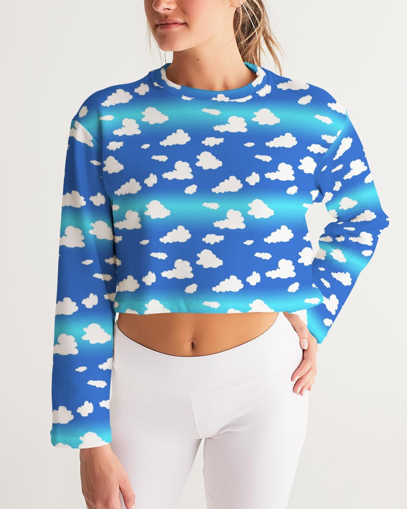 Clouds Pattern Women's All-Over Print Cropped Sweatshirt