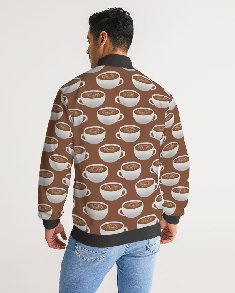 Coffee on Coffee Men's All-Over Print Stripe Sleeve Track Jacket