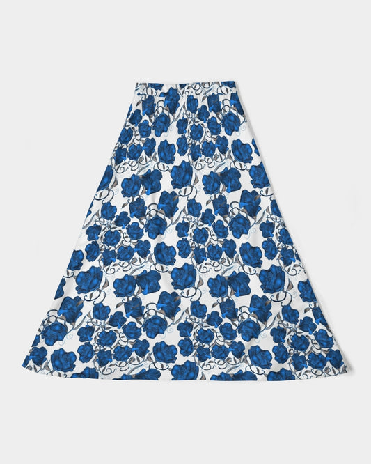 Blue Roses Women's All-Over Print A-Line Midi Skirt