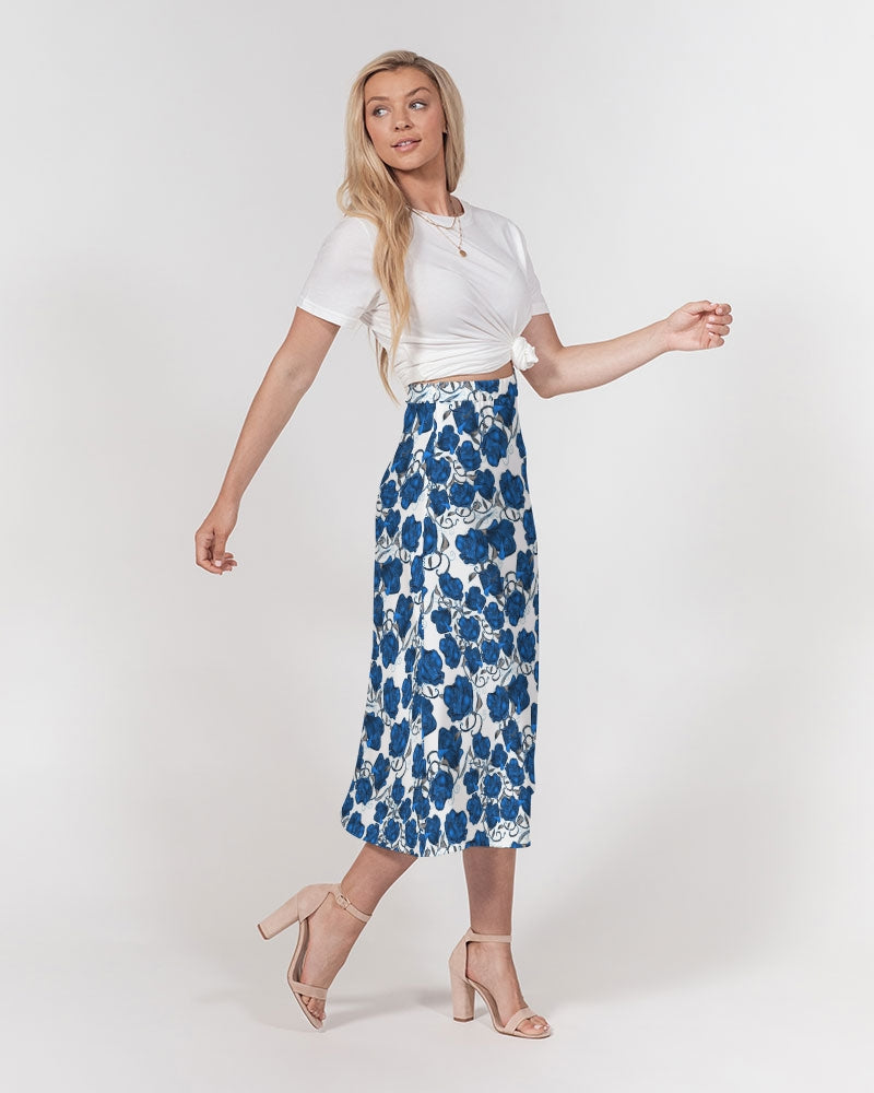 Blue Roses Women's All-Over Print A-Line Midi Skirt