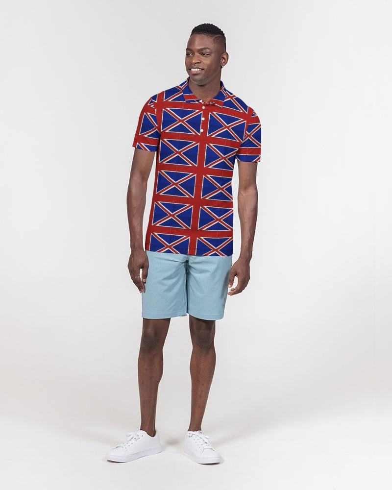 British Flag Pattern Men's All-Over Print Slim Fit Short Sleeve Polo