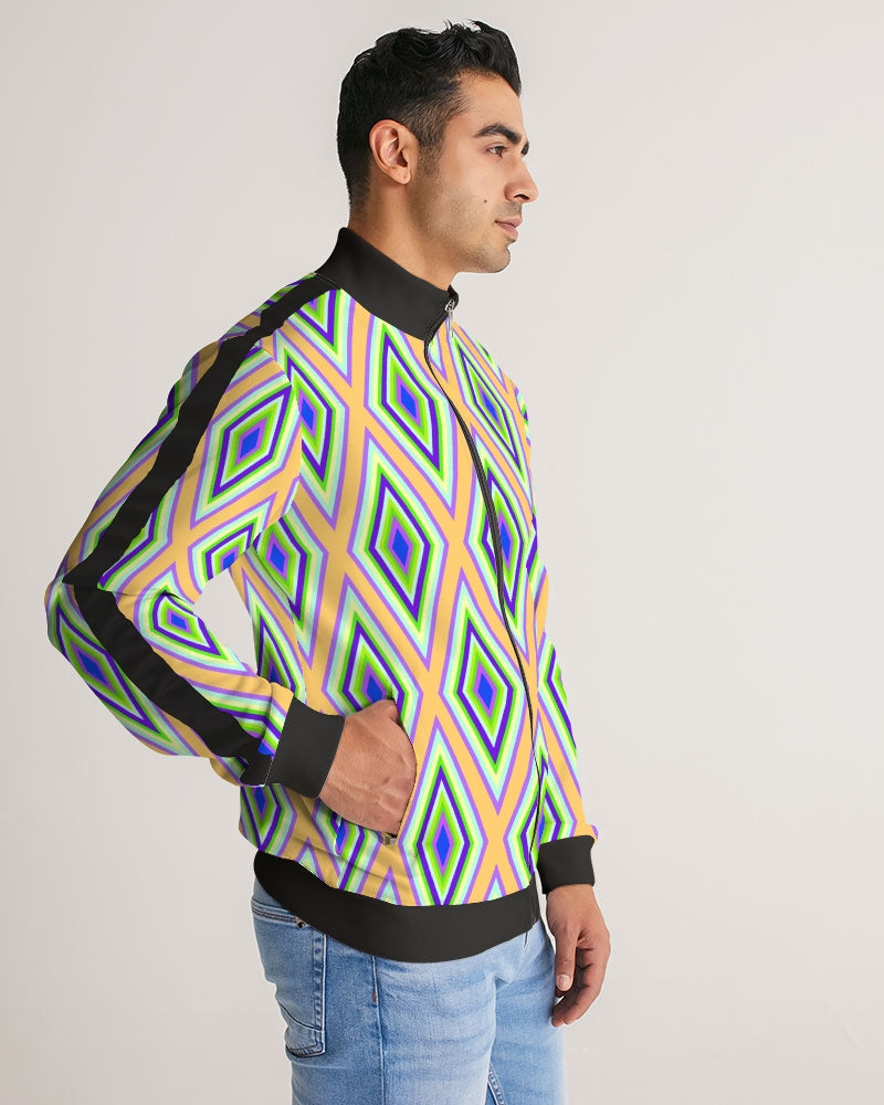 Colorful Diamonds Variation 1 Men's All-Over Print Stripe Sleeve Track Jacket