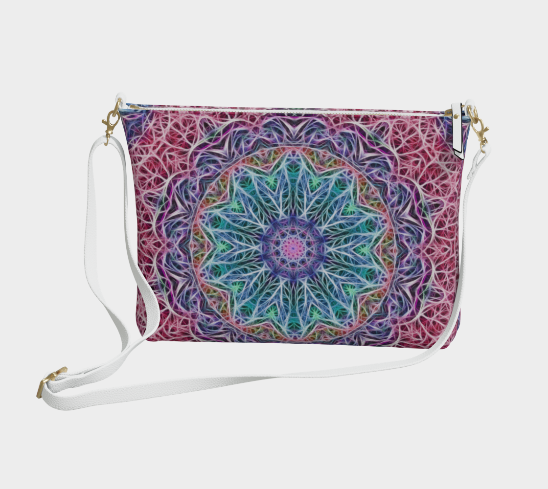 Blue and Pink Kaleidoscope Vegan Crossbody Purse