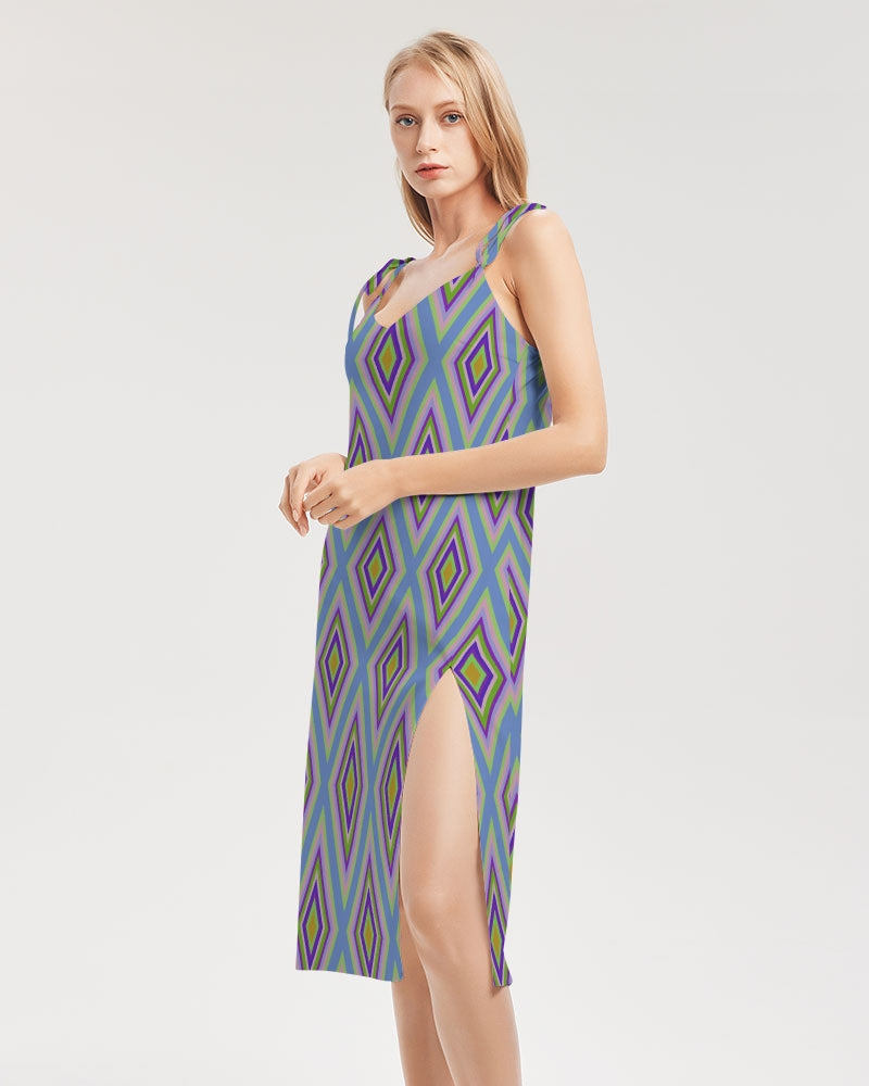 Colorful diamonds Variation 2 Women's All-Over Print Tie Strap Split Dress