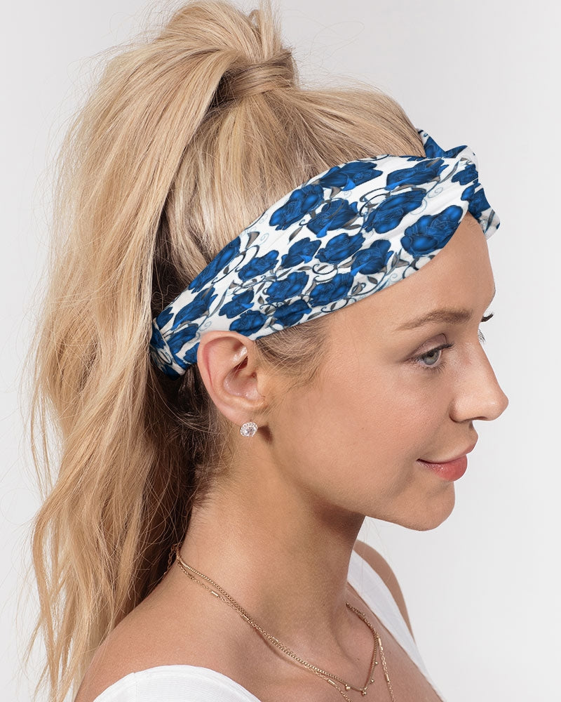 Blue Roses Twist Knot Headband Set