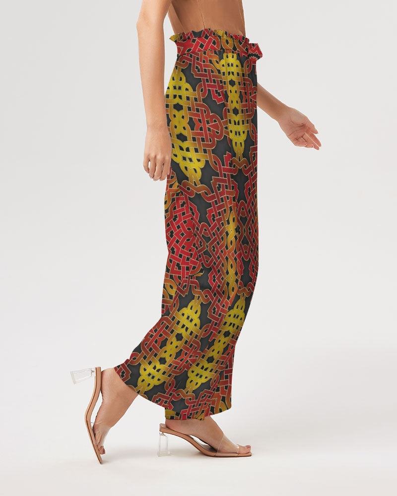 Celtic Orange Spiral Women's All-Over Print High-Rise Wide Leg Pants