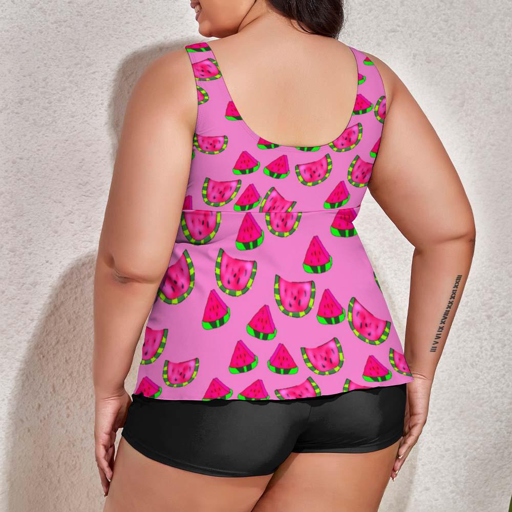 Watermelon Pattern Custom Women's Plus Size Two Piece Swimsuit Stylish Swimwear