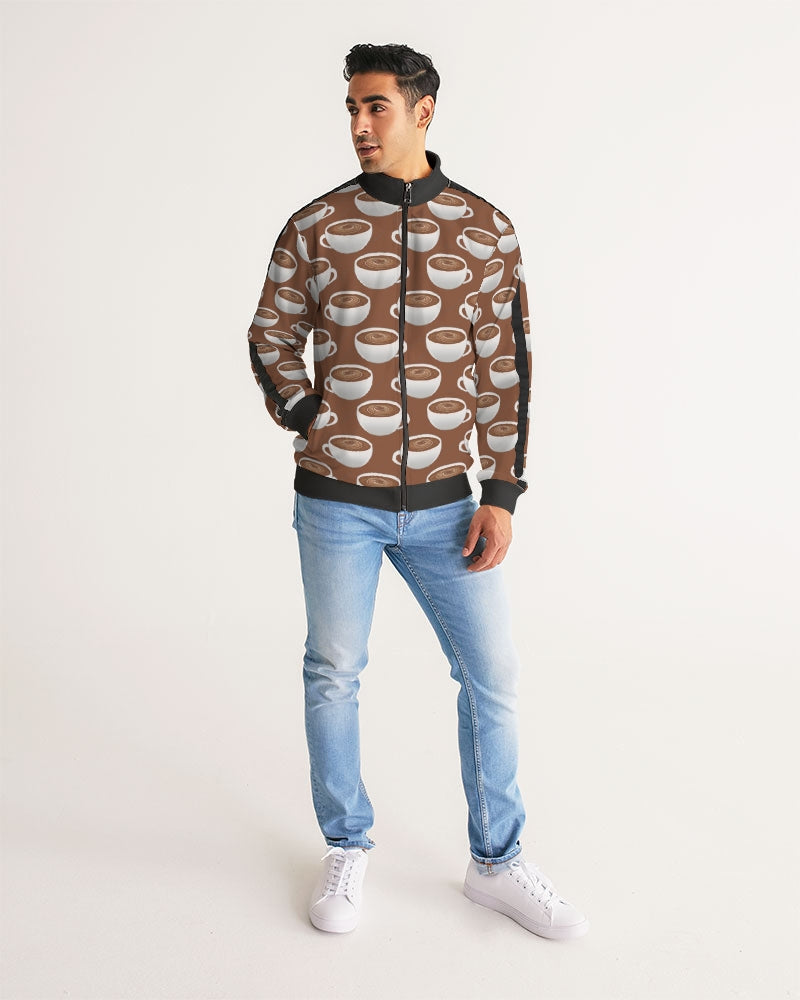 Coffee on Coffee Men's All-Over Print Stripe Sleeve Track Jacket