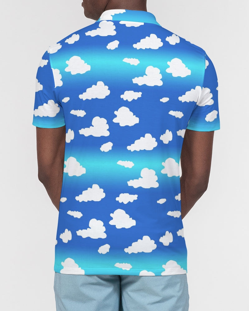 Clouds Pattern Men's All-Over Print Slim Fit Short Sleeve Polo