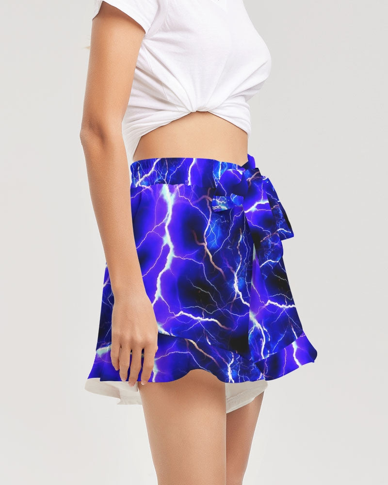 Blue Lightning Women's All-Over Print Ruffle Shorts