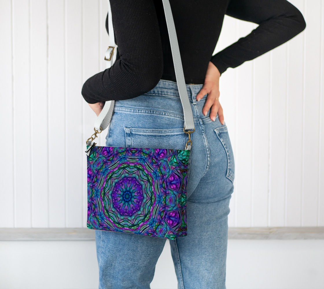 Blue Green Purple Kaleidoscope Vegan Crossbody Purse