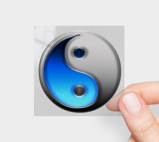 Blue and Silver Yin Yang Sticker