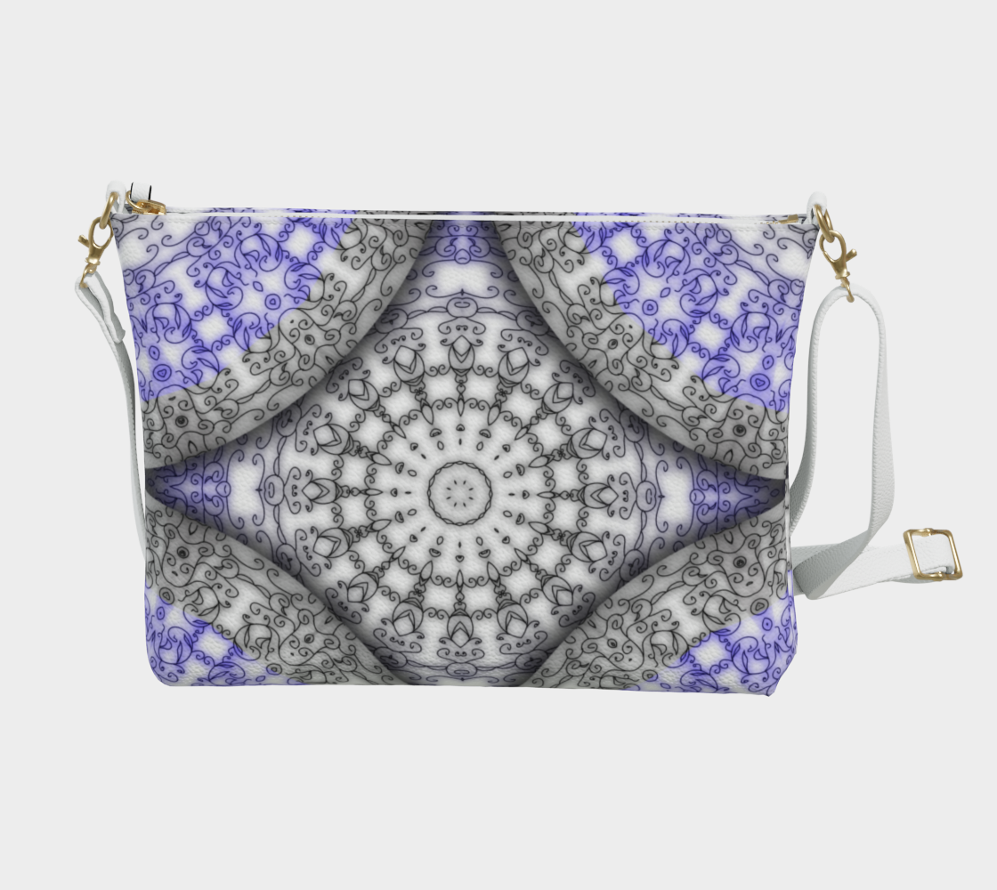 Blue Vines Pattern Vegan Crossbody Purse